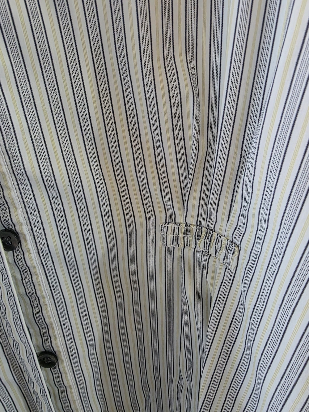 CAbi Striped Button-Front Shirt in Blue and Cream with Yellow Accents - Picture 2 of 4